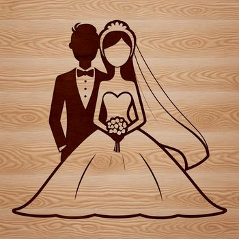 A simple wedding illustration featuring a bride and groom.