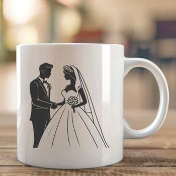 A customizable SVG wedding template featuring a couple in traditional attire.