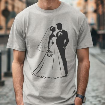 A wedding-themed illustration featuring a bride and groom.
