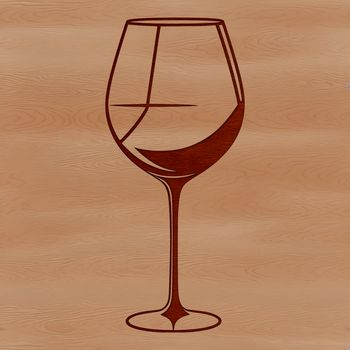 A stylized illustration of a glass filled with red wine, suitable for vector art and cutting machine designs.