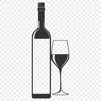 A digitally created wine bottle in a glass, suitable for vector art and design projects.