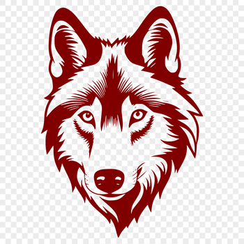 Illustration of a wolf's head with detailed fur texture, suitable for vector design projects.