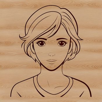 A digital illustration of a female figure in various poses and expressions.