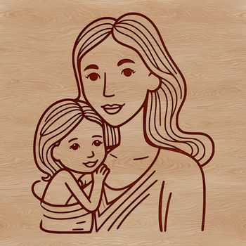 Female figure illustrated as a motherly character.