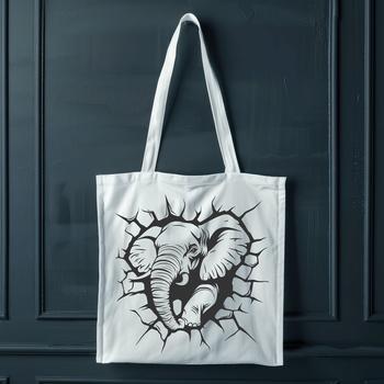 A cartoon elephant breaking through a wall, rendered as a digital vector graphic.
