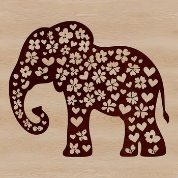 A detailed illustration of a single elephant in the wild, rendered as a high-quality vector graphic.