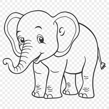 A standing elephant with its body fully visible from head to trunk.