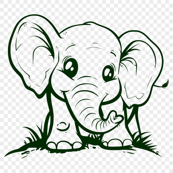 Illustrated image of a single elephant head with intricate details, suitable for digital use in vector art.