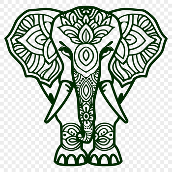 Large standing elephant with intricate details, suitable for cutting machine designs.