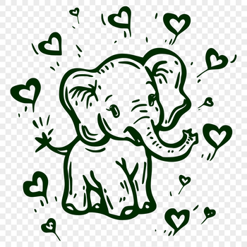 An illustration of a standing elephant with a full body view, suitable for vector design.