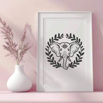 A high-quality vector design of an elephant's face, suitable for various applications.