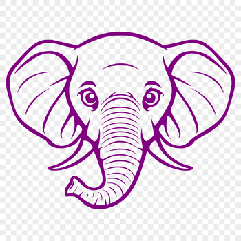 A detailed illustration of a large elephant's head, suitable for use in vector graphics and digital design.