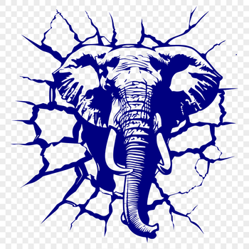 An elephant's head with a majestic trunk and large ears.