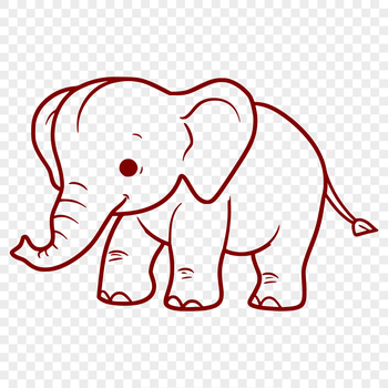 A standing elephant with a large body and distinctive features, suitable for vector design.