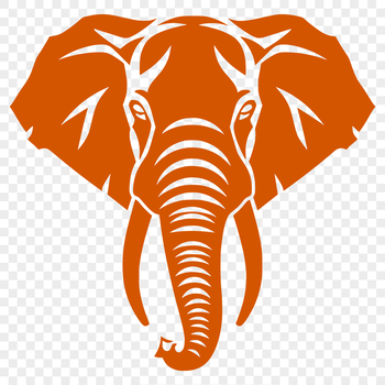 Detailed illustration of a large elephant's head with intricate design elements.