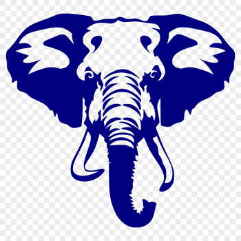 An illustration of a large elephant's head with intricate details, suitable for vector graphics and cutting machines.
