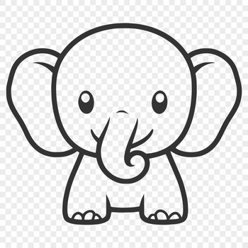Illustration of a single elephant in vector format.