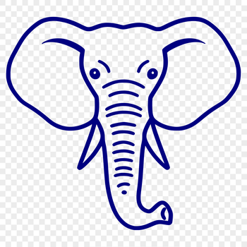 A simple line drawing of a safari animal's head, an elephant in vector format.