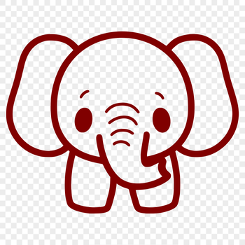 Simple line drawing of a full-body elephant standing upright, suitable for various uses including digital art and crafts.