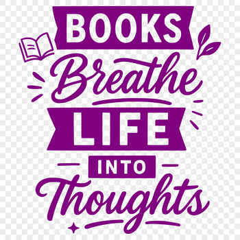 A vector graphic illustration of a person reading a book with inspirational quotes highlighted.