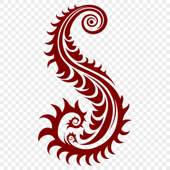 A stylized ornate paisley shape for various design applications.
