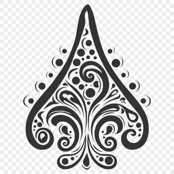 A stylized ornate paisley shape design suitable for various graphic applications.