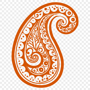 A stylized, ornate paisley shape, suitable for use in digital design and crafting projects.