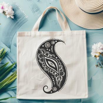 Ornate paisley pattern design made from interlocking teardrop shapes.