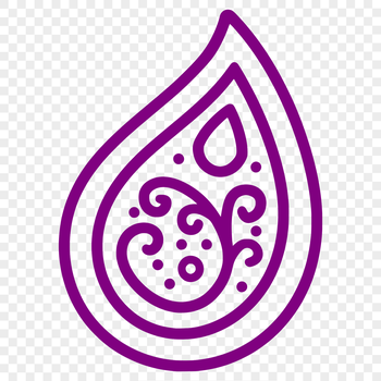 A stylized ornate shape with teardrop-like elements forming a symmetrical pattern.