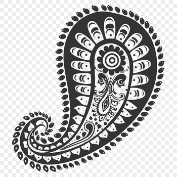 A detailed, ornate paisley shape with intricate design elements.