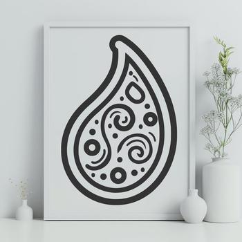 A simple line drawing of an ornate paisley shape, suitable for vector design and cutting machine projects.