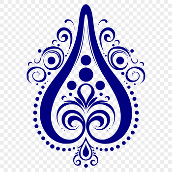 Ornate paisley design element with intricate shape details.