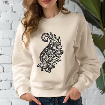 A single, intricately designed paisley shape with ornate details, suitable for various applications.