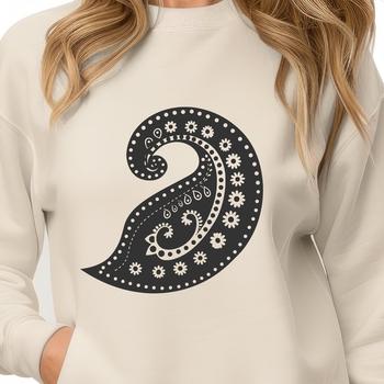 A stylized, ornate paisley shape for digital design and crafting.