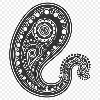 A stylized ornate paisley shape, suitable for vector design and embellishment.