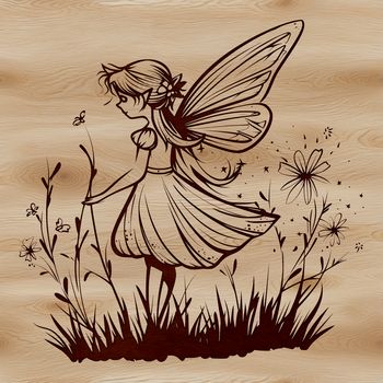 A mythical fairy surrounded by floral elements, ideal for vector art designs and Cricut cutting machine projects.