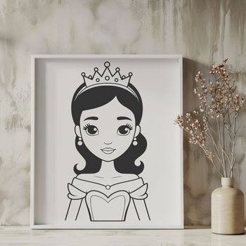 Illustration of a girl royalty figure in simplified design style.