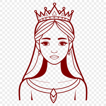 A young female princess in regal attire, suitable for vector art projects.