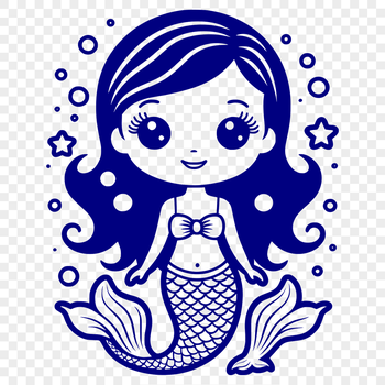 Illustrative mermaid design in vector format, suitable for cutting machine stencils or laser engraving projects.