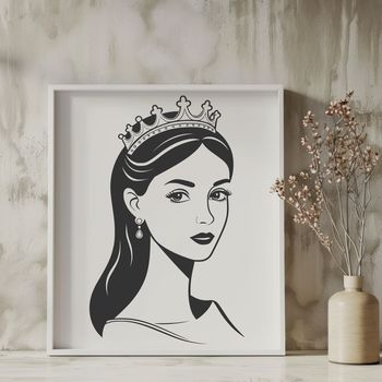 Female royalty icon created using scalable vector technology (SVG).