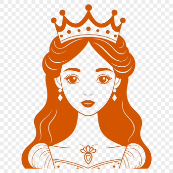 A vector illustration of a young princess in a elegant gown.