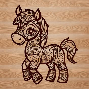 A black and white illustration of a horse in vector format.