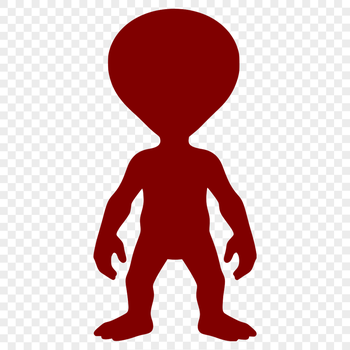 A stylized illustration of a science fiction alien character in a futuristic setting.