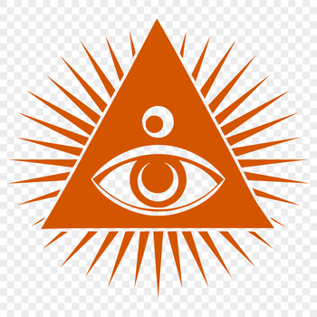 Illustrated witchcraft symbol featuring the eye of providence in a gothic-inspired design.