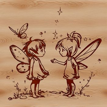 Illustrative depiction of a mythical fairy character in colorful, detailed vector art.