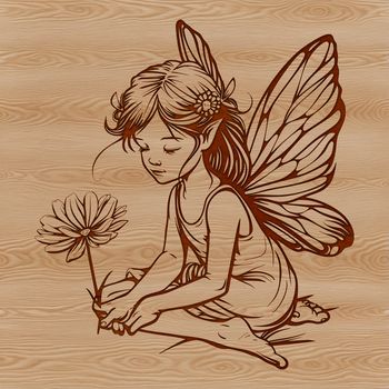 A delicate mythical creature with floral details depicted in vibrant colors.