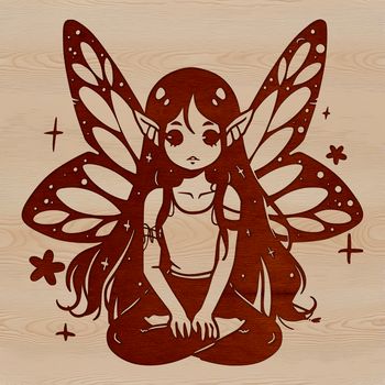 A delicate, mythical creature with wings, depicted in a stylized vector format.