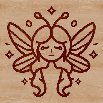A simple line-drawn illustration of a mythical fairy from a traditional fairy tale.