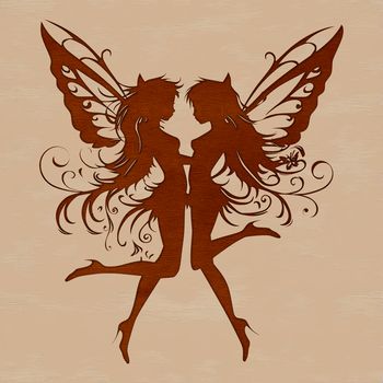 Illustration of a mythical fairy in an ornate setting, suitable for vector design and commercial use.