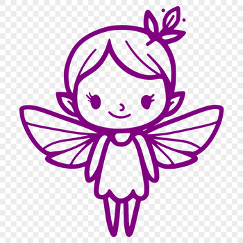 A simple line drawing of a mythical creature with wings and a flowing dress.